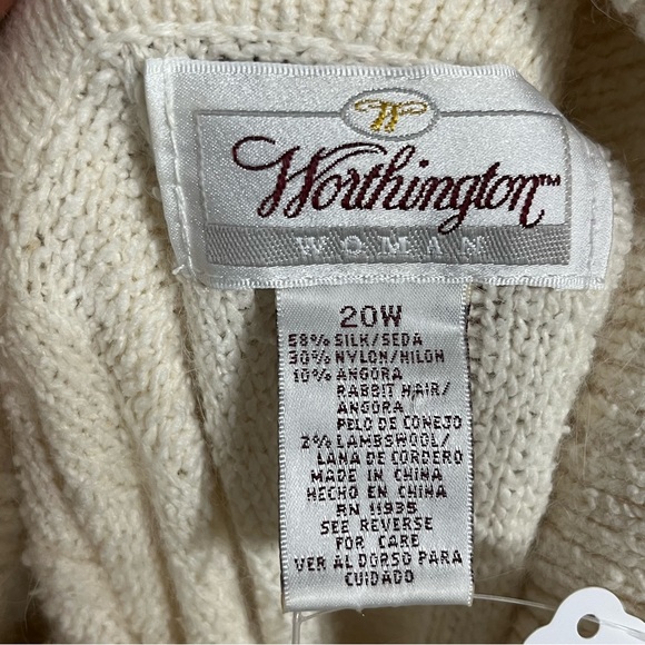 SOLD❌❌❌Worthington Silk Cream Rabbit Hair Turtleneck Sweater Sz-20W - Picture 8 of 10